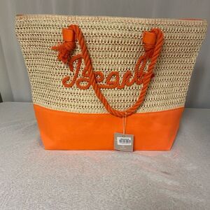 NWT Orange Rope Straw Beach Tote Bag